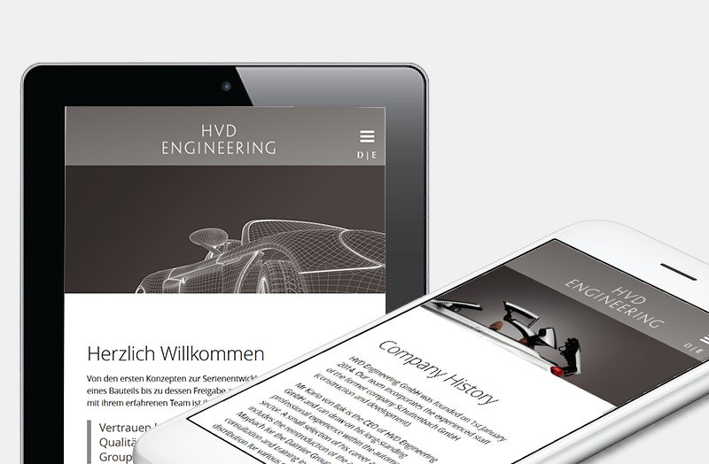 HVD Engineering, Zweisprachiger Webauftritt Automobilbranche - Design-to-Web • Programmierung