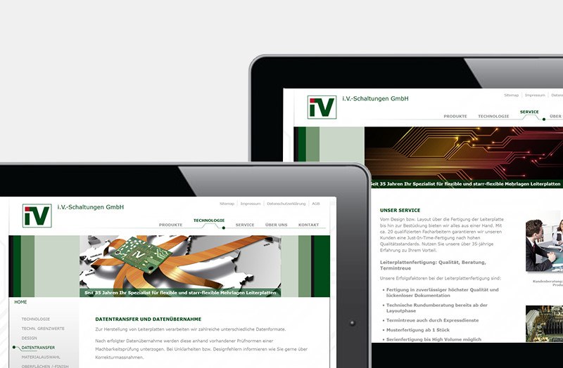 iV-Schaltungen, Firmen-Website für Leiterplatten - Design-to-Web • Programmierung
