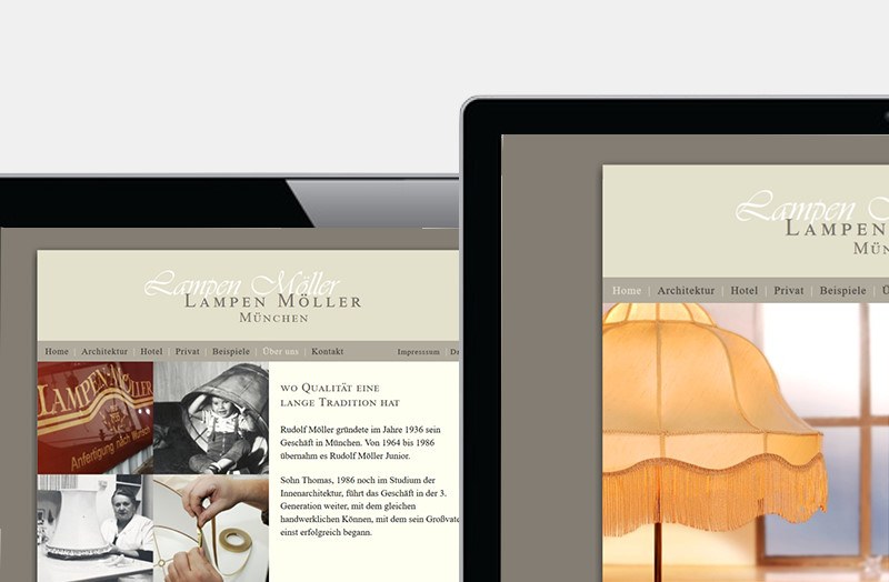 Lampen Möller, Zeitlose Lampenschirm-Website - Design-to-Web • Programmierung