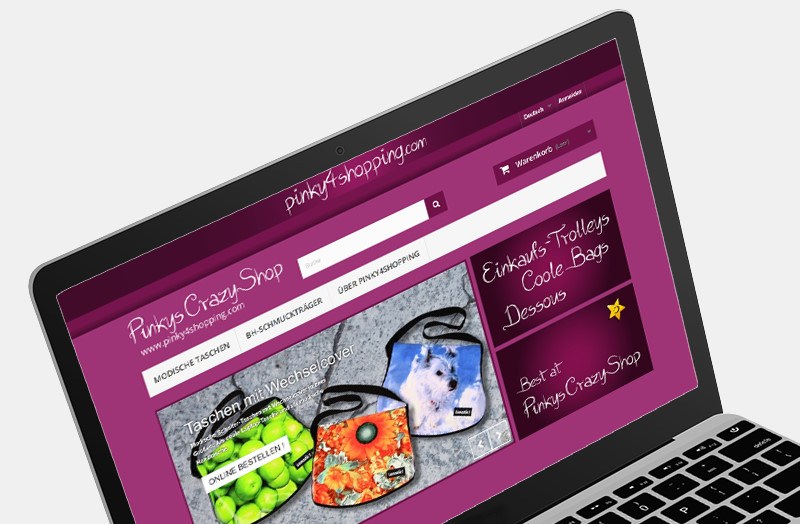 Pinky's Crazy Shop, Onlineshop in drei Sprachen - Responsive Webdesign • Prestashop